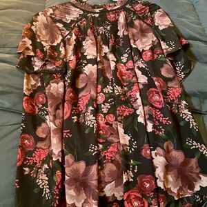 Torrid Floral Blouse - Pink and Green